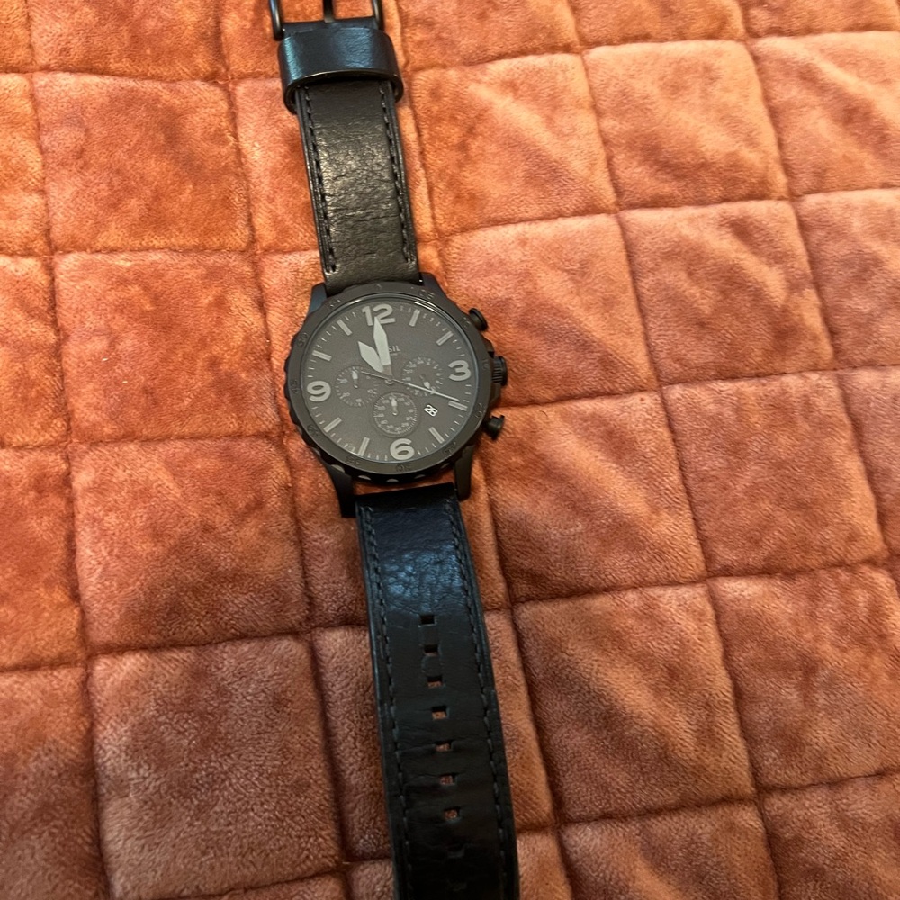 Men’s fossil large face leather watch